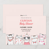 Schattigee katten baby shower kaart (Voorkant / Achterkant)