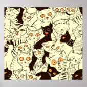 Schattigee katten behangpatroon poster (Voorkant)
