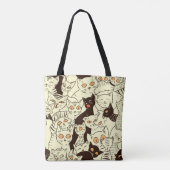 Schattigee katten  behangpatroon tote bag (Achterkant)
