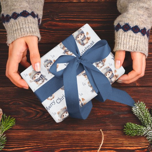 Schattigee Katten Blue Fa La Merry Christmas Cadeaupapier