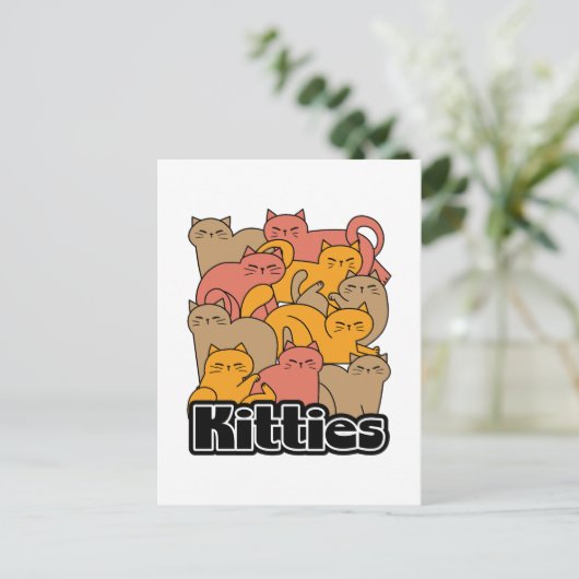 Schattigee Katten Design - Schattige Cat Art Briefkaart (Staand voorkant)