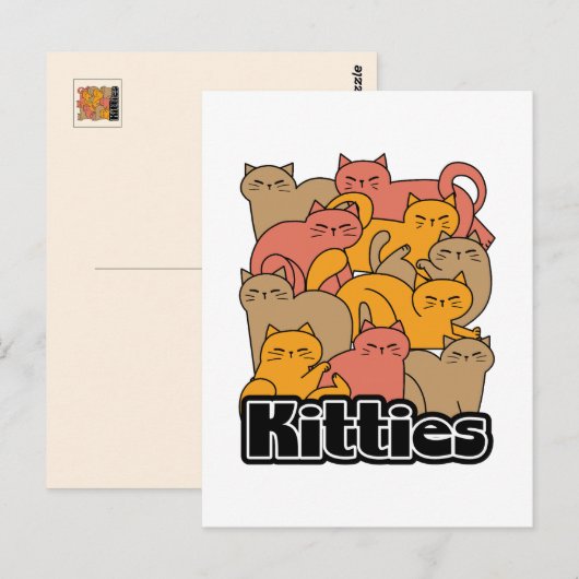Schattigee Katten Design - Schattige Cat Art Briefkaart (Voorkant / Achterkant)