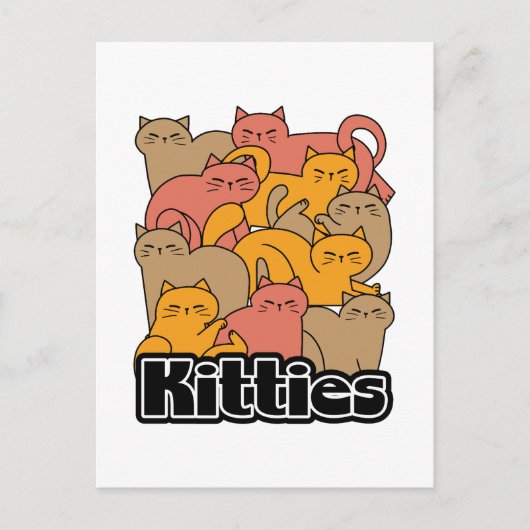 Schattigee Katten Design - Schattige Cat Art Briefkaart (Voorkant)