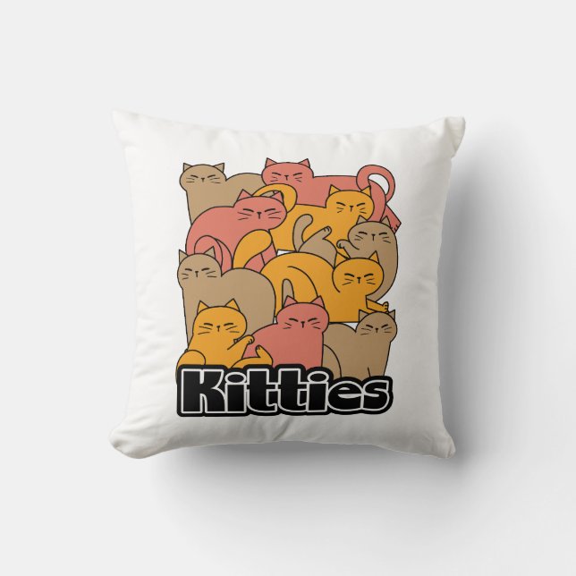 Schattigee Katten Design - Schattige Cat Art Kussen (Voorkant)