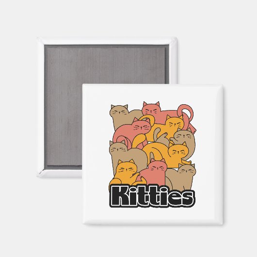 Schattigee Katten Design - Schattige Cat Art Magneet (Voorkant / Achterkant)