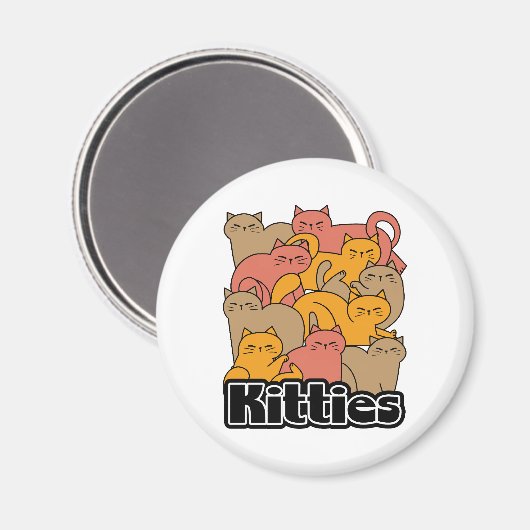 Schattigee Katten Design - Schattige Cat Art Magneet (Voorkant / Achterkant)