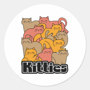 Schattigee Katten Design - Schattige Cat Art Ronde Sticker