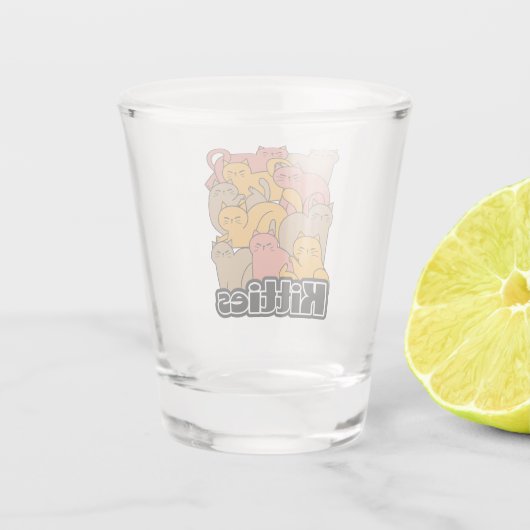 Schattigee Katten Design - Schattige Cat Art Shot Glas (Achterkant)