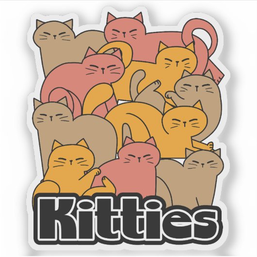 Schattigee Katten Design - Schattige Cat Art Sticker (Voorkant)