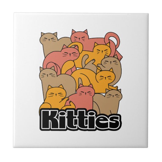 Schattigee Katten Design - Schattige Cat Art Tegeltje (Voorkant)