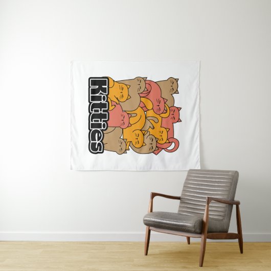 Schattigee Katten Design - Schattige Cat Art Wandkleed (In Situ (horizontaal))