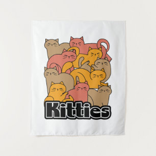 Schattigee Katten Design - Schattige Cat Art Wandkleed