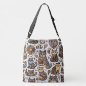 Schattigee Katten Doodle Cross Body Bag Crossbody Tas (Achterkant)
