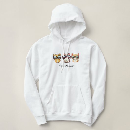 Schattigee katten dragen bril Mijn vriend Verander Hoodie (Design voorkant)