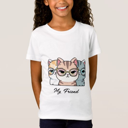 Schattigee katten dragen bril Mijn vriend Verander T-shirt (Voorkant)