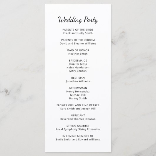 Schattigee Katten Elegante Typografie Trouwceremon Programmakaart (Achterkant)