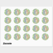 Schattigee katten en bloemen illustratie ronde sticker (Vel)