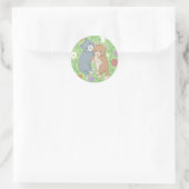 Schattigee katten en bloemen illustratie ronde sticker (Tas)