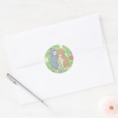Schattigee katten en bloemen illustratie ronde sticker (Envelop)