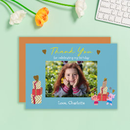 Schattigee katten en cadeaus Blue Kids Verjaardags Bedankkaart