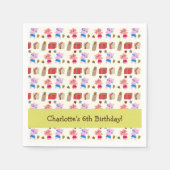 Schattigee katten en Cadeaus | Gele Kids Verjaarda Servet (Voorkant)