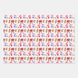 Schattigee Katten en Cadeaus Handgemaakt Patroon K Inpakpapier Vel