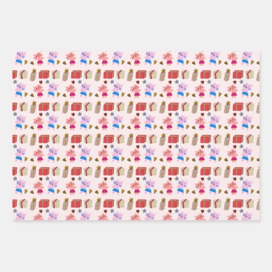 Schattigee Katten en Cadeaus Handgemaakt Patroon K Inpakpapier Vel (Voorkant)