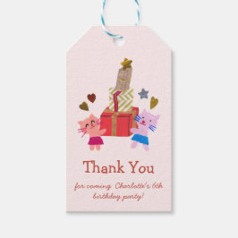 Schattigee katten en cadeaus | Roze Verjaardagsfee Cadeaulabel