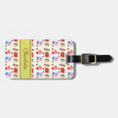 Schattigee katten en geschenkpatroon | gele naam bagagelabel (Voorkant horizontaal)