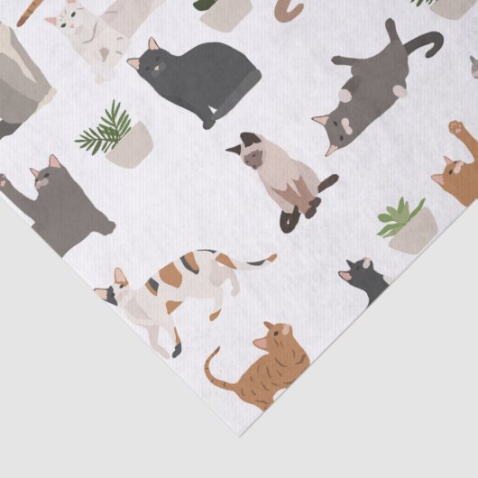 Schattigee katten en huis Planten Decoupage Tissuepapier (Detail)