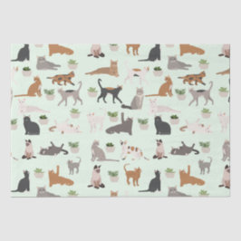 Schattigee katten en huis Planten Decoupage Tissuepapier