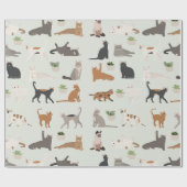 Schattigee katten en Planten Cadeaupapier (Vlak)