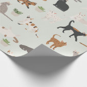 Schattigee katten en Planten Cadeaupapier (Hoek)