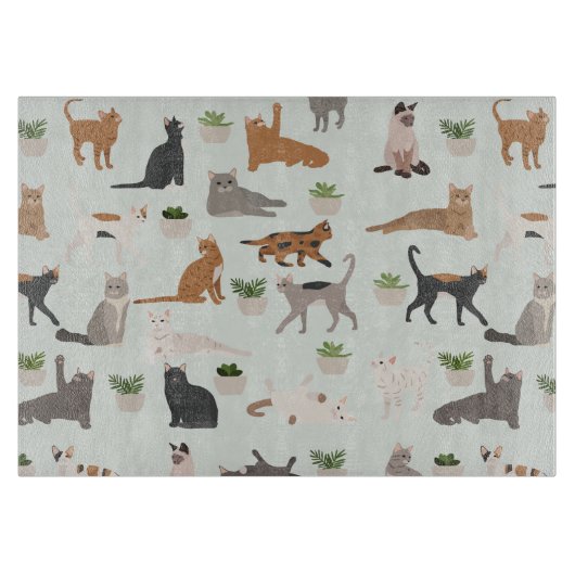 Schattigee katten en Planten Snijplank (Voorkant)