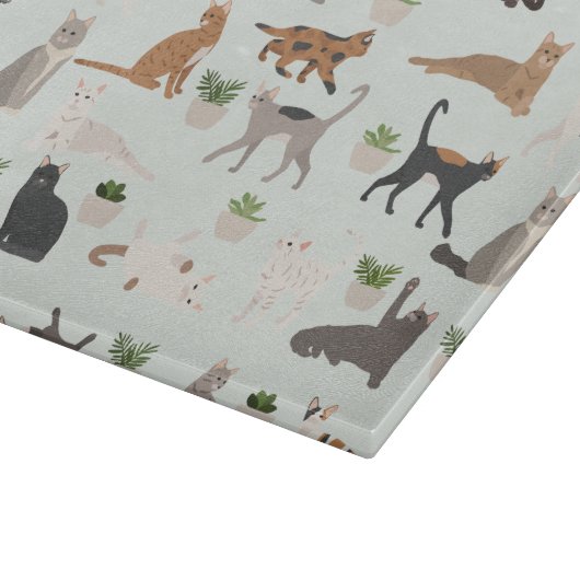 Schattigee katten en Planten Snijplank (Hoek)