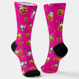Schattigee katten en pompoenen Halloween Sokken
