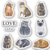 Schattigee katten geïllustreerd Kinder gewoonte Sticker (Voorkant)