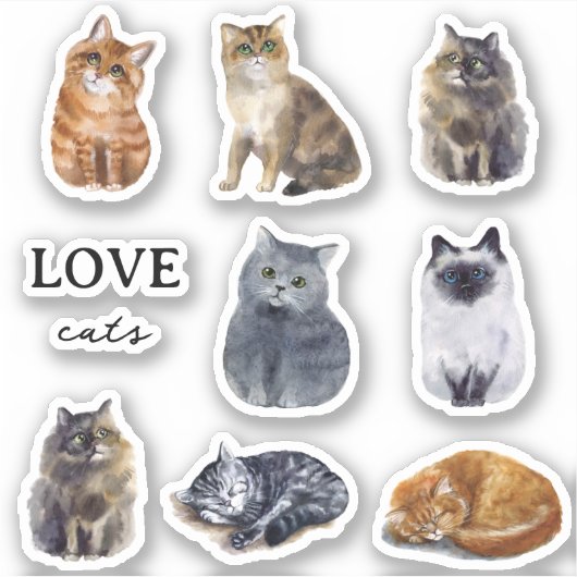 Schattigee katten geïllustreerd Kinder gewoonte Sticker (Voorkant)
