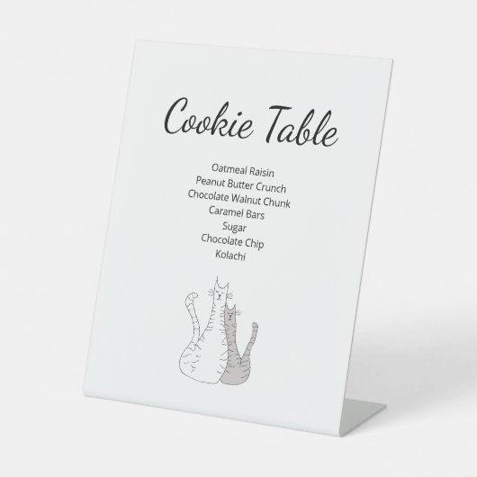 Schattigee Katten Genderneutraal Cookie Table Baby Reclamebord Met Voetstuk (Voorkant)