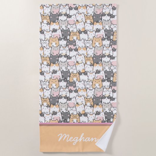 Schattigee katten gepersonaliseerde strandlaken (Voorkant)