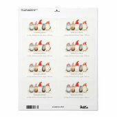 Schattigee katten harig en helder kerstadres etiket (Full Sheet)