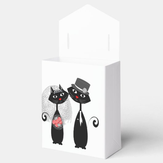 Schattigee Katten Hipster bruid en bruidegom Purrf Bedankdoosjes (Geopend)