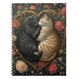 SCHATTIGEE KATTEN IN FLORAL HEART NOTITIEBOEK