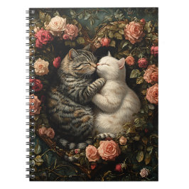 SCHATTIGEE KATTEN IN FLORAL HEART NOTITIEBOEK