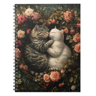 SCHATTIGEE KATTEN IN FLORAL HEART NOTITIEBOEK