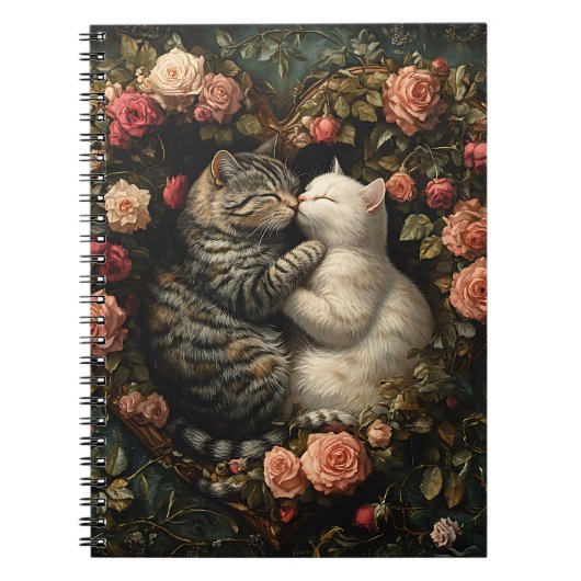 SCHATTIGEE KATTEN IN FLORAL HEART NOTITIEBOEK (Voorkant)