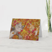 Schattigee katten in herfstbladeren, Halloween, Th Kaart (Voorkant)