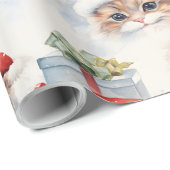Schattigee katten in kersthoeden met cadeautjes cadeaupapier (Rol Hoek)