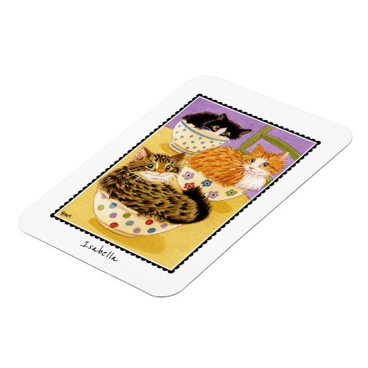 Schattigee katten in kommen aangepaste naam magnee magneet (Linkerzijde)