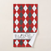 Schattigee katten in kopjes - rood, wit & donkergr bad handdoek (Handdoek)